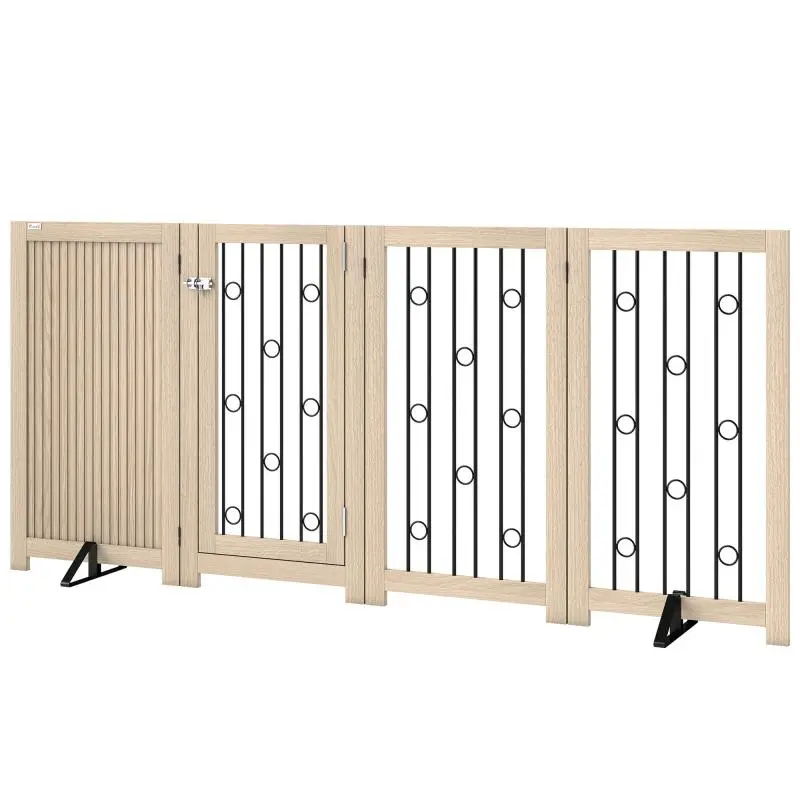 Freestanding Pet Gate with Door, 4 Panels