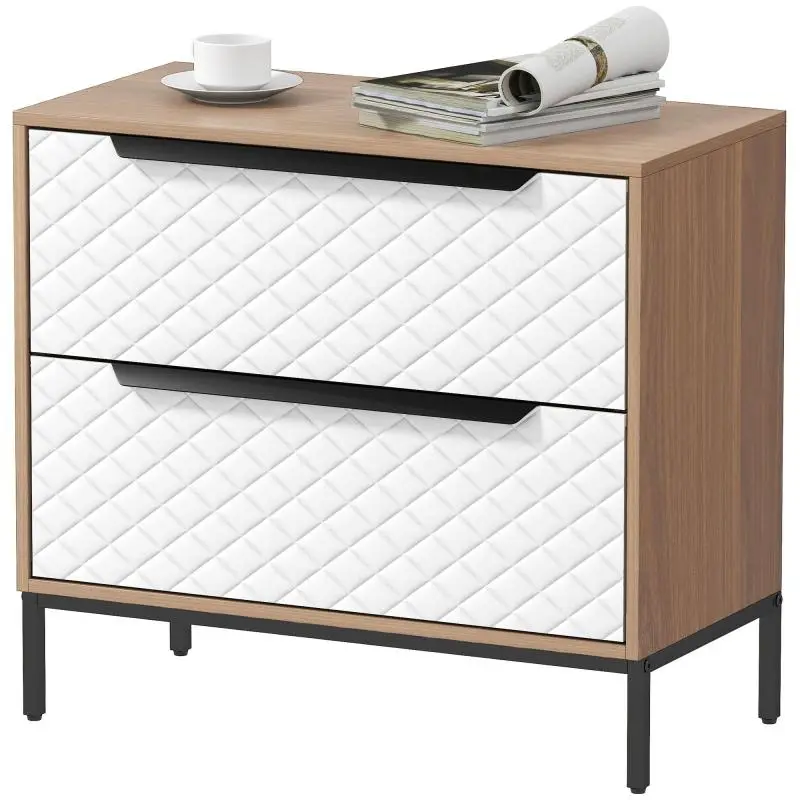 2-Drawer Chest with Diamond-Patterned Fabric Fronts