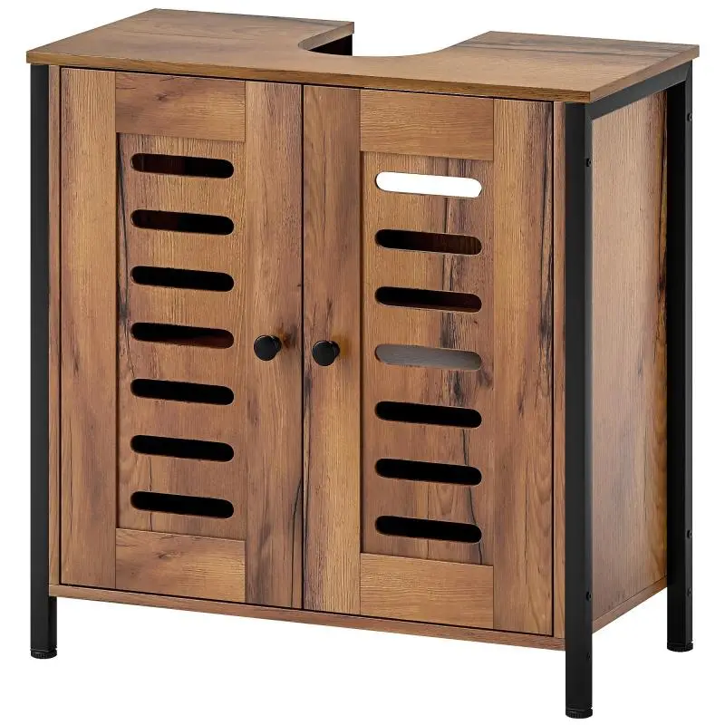Under-Sink Bathroom Cabinet with Adjustable Shelf, Rustic Brown