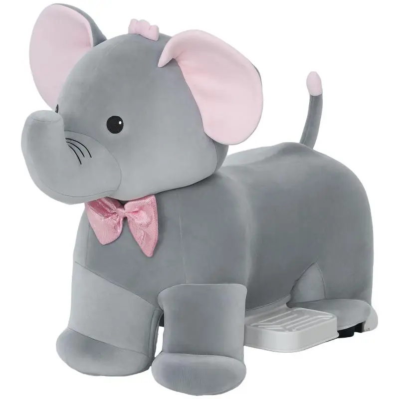 Electric Ride-On Elephant with Music, Grey