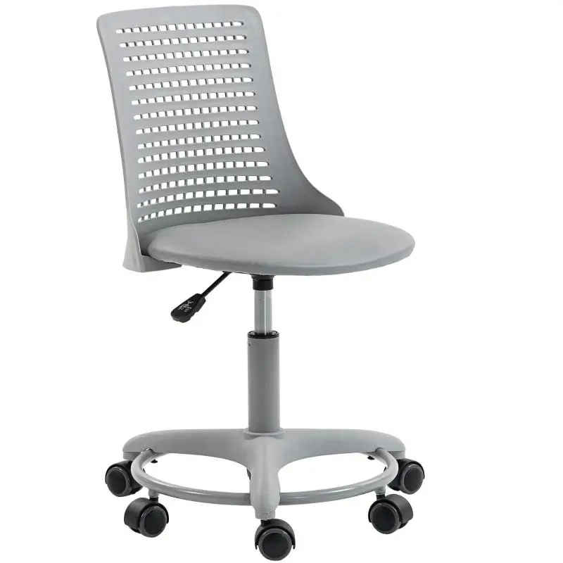 Armless Swivel Office Chair with Cutout Back