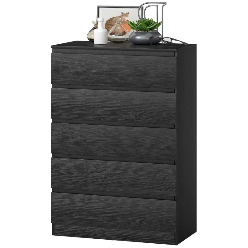 5-Drawer Chest of Drawers in Black Wood Effect