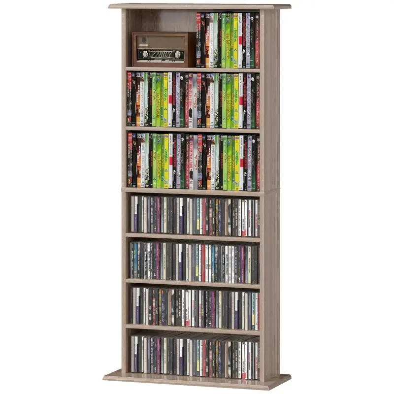 Narrow CD and DVD Shelf Unit, 8 Compartments