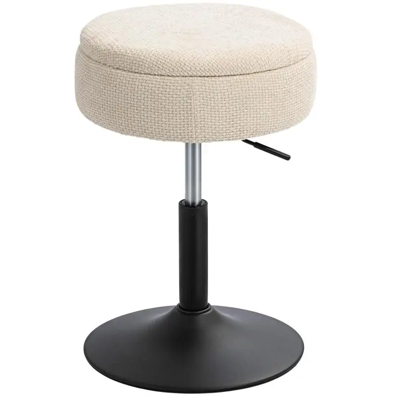 Height-Adjustable Swivel Bar Stool with Storage
