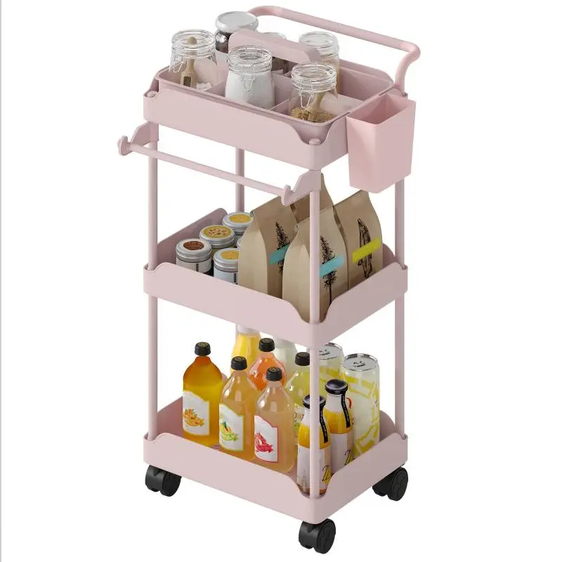 3-Tier Rolling Utility Cart with Towel Rack