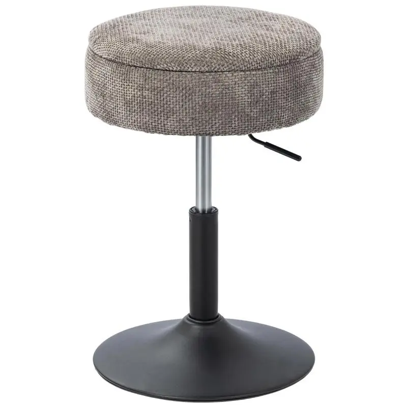 Height-Adjustable Swivel Bar Stool with Storage, Grey