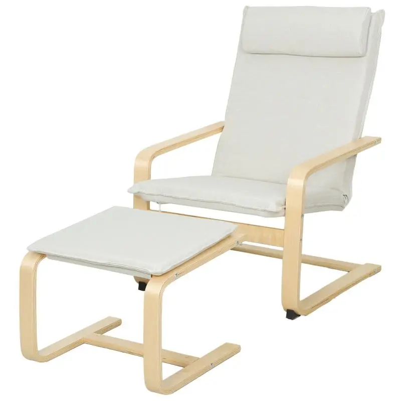 Armchair with Footrest and Removable Headrest