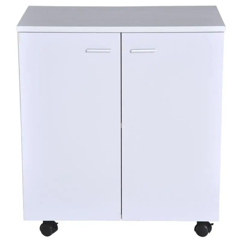 Mobile TV Cabinet with 2 Doors and Drawer, White