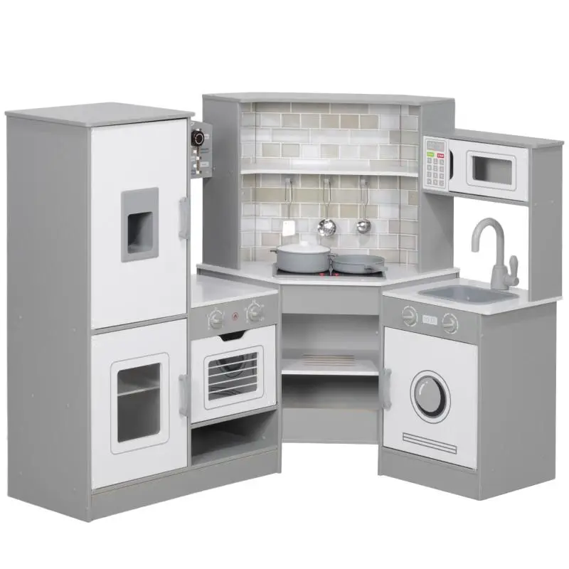 Kids Play Kitchen Set, Grey