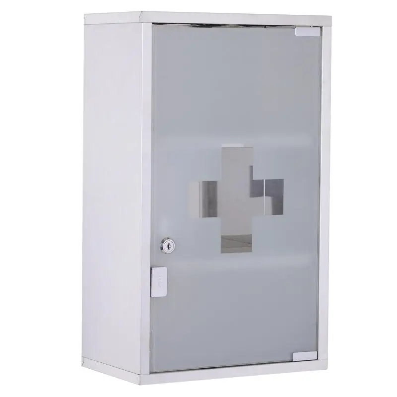 Stainless Steel Medicine Cabinet with Lock, 50 cm