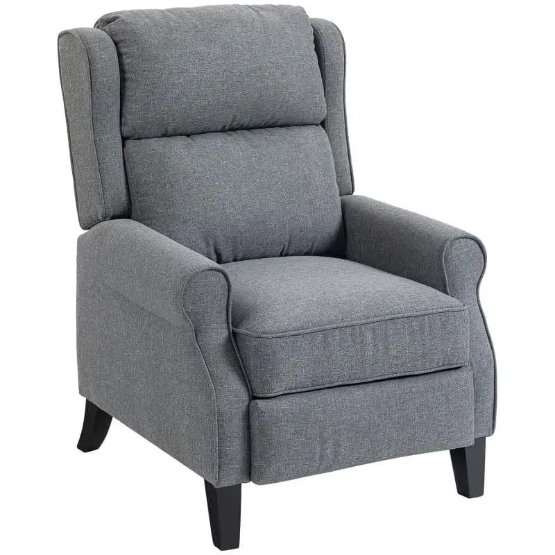 Linen-Look Recliner with Footrest, Grey