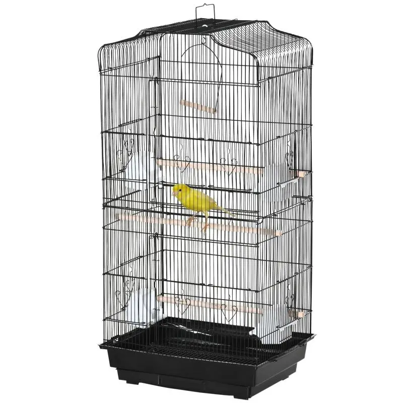 Metal and Plastic Bird Cage, 46.5 × 35.5 × 92 cm, Black