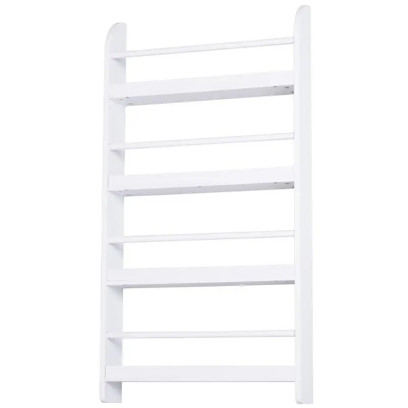 Wall-Mounted Bookshelf with 4 Shelves, White
