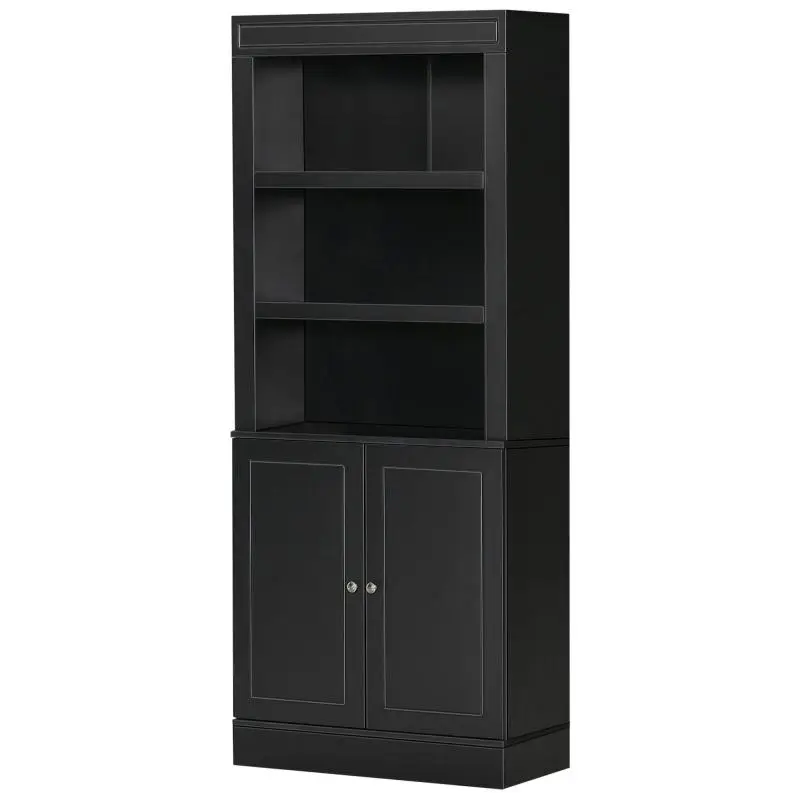 Wooden Kitchen Sideboard with Adjustable Shelves, Black