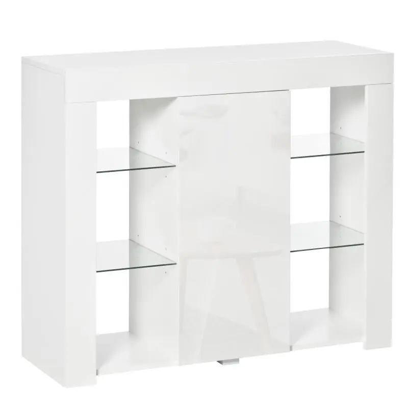 Single-Door Sideboard with LED Lights, White