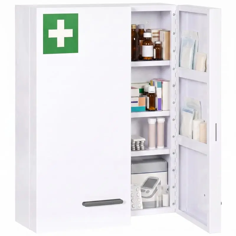 6-Shelf Steel Medicine Cabinet with Lock, 55 × 18 × 60 cm
