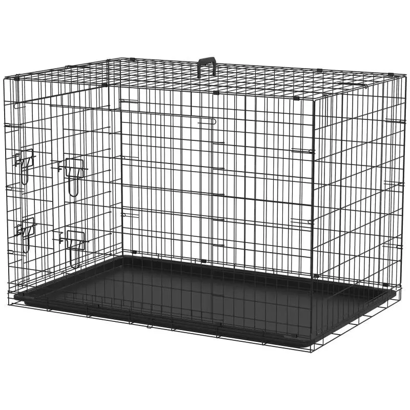 Foldable Steel Pet Cage with Double Doors