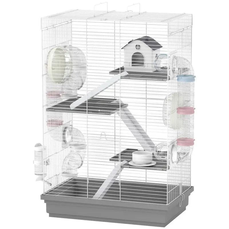 4-Level Hamster Cage with Tubes and Accessories