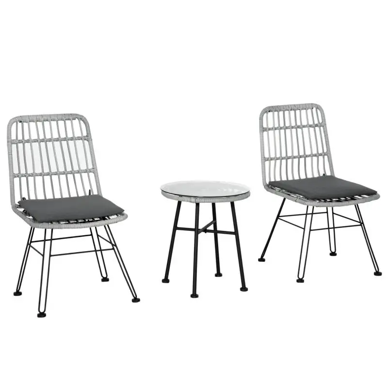 3-Piece PE Rattan Garden Bistro Set