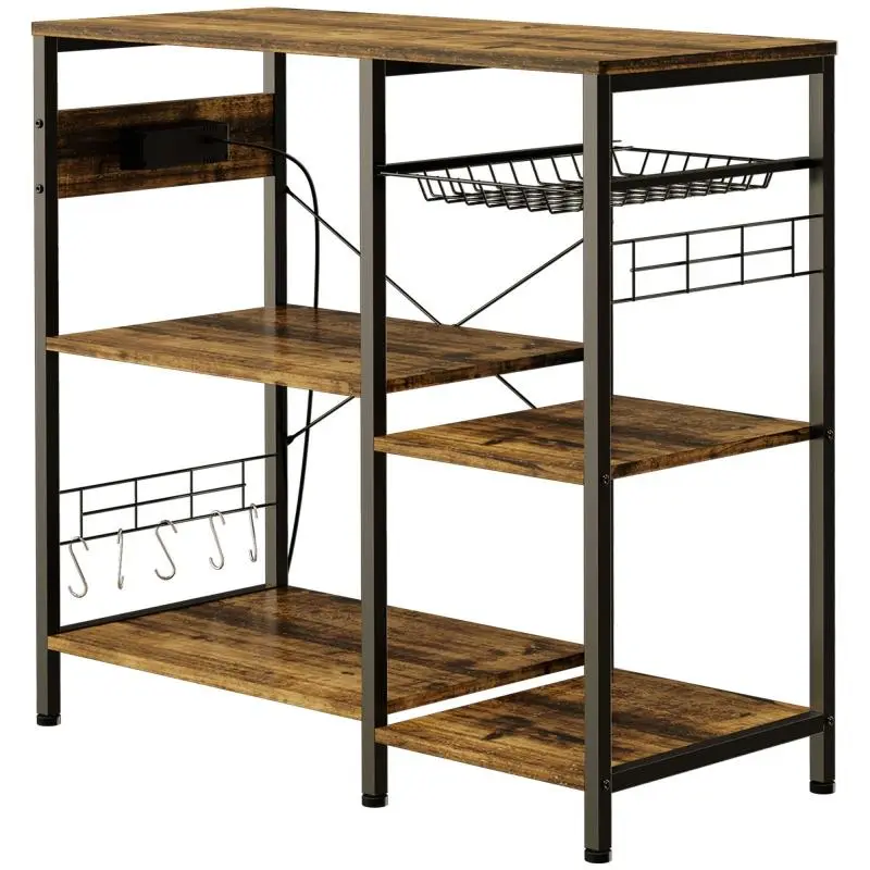 Kitchen Unit with Power Outlet, USB Ports and Basket