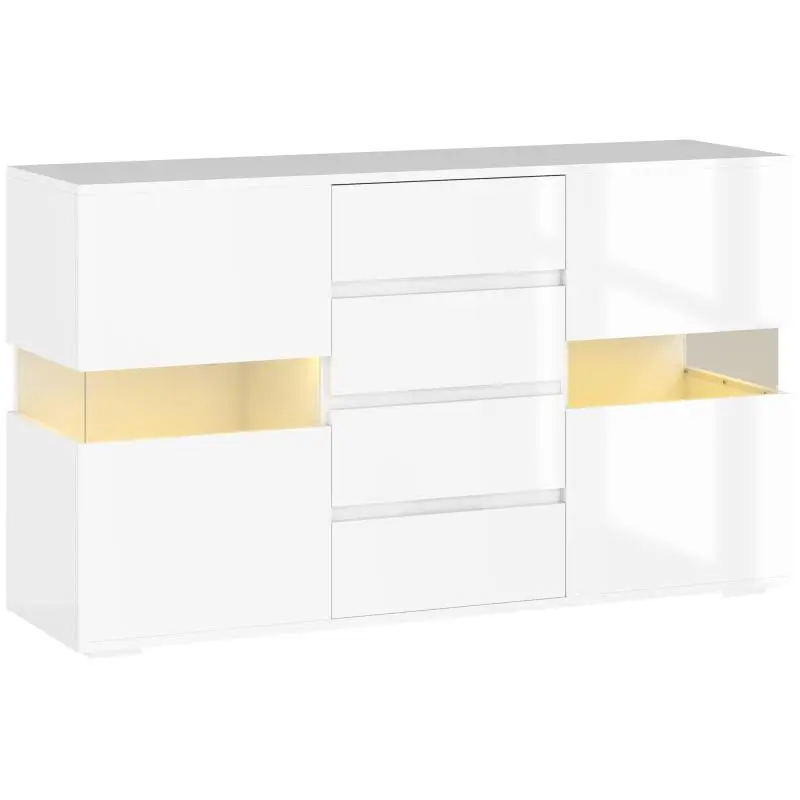 Sideboard with LED Lighting, 120 x 34 x 70 cm, White