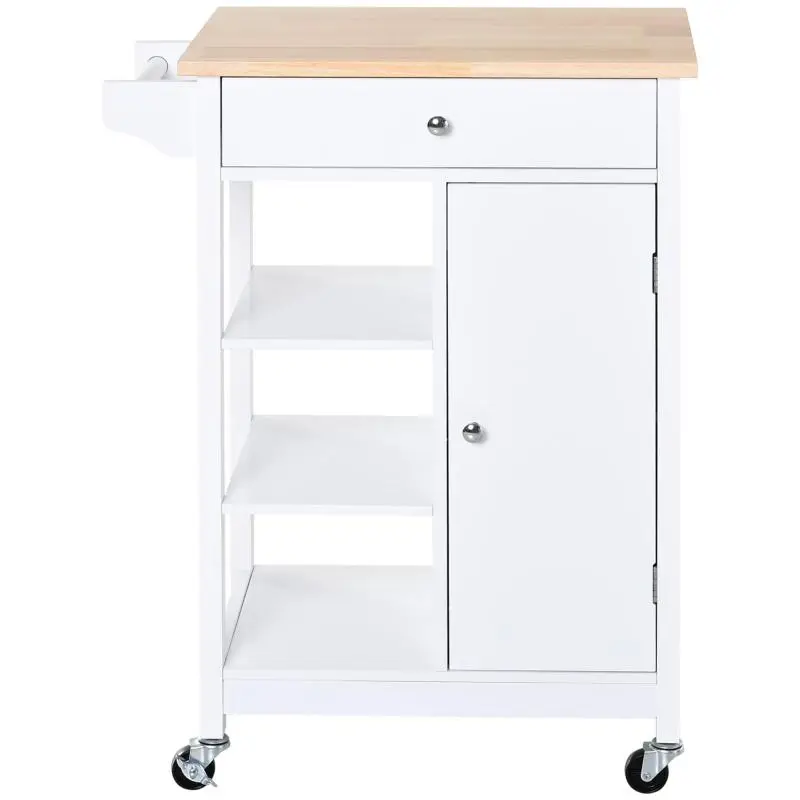 Kitchen Trolley with Drawer and Cabinet, 66 x 39.5 x 86.5 cm