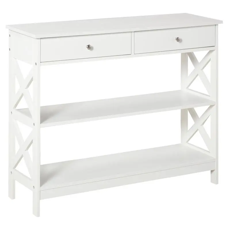Console Table with 2 Drawers and 2 Shelves, 100 cm