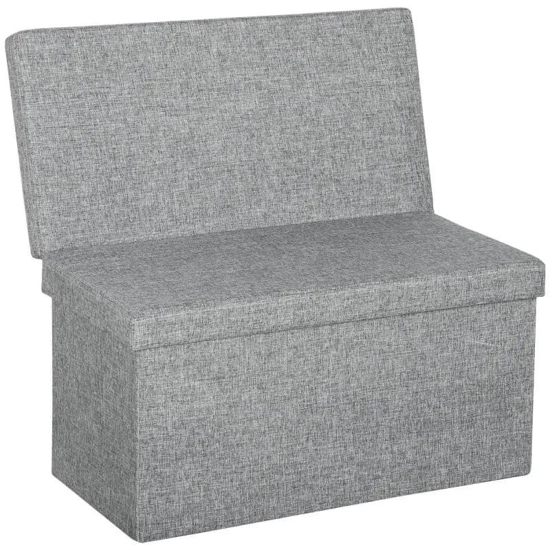 Foldable Storage Bench with Backrest, 77 L