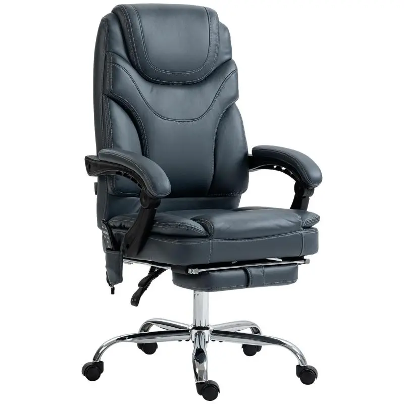 Heated Massage Office Chair with Footrest, Grey