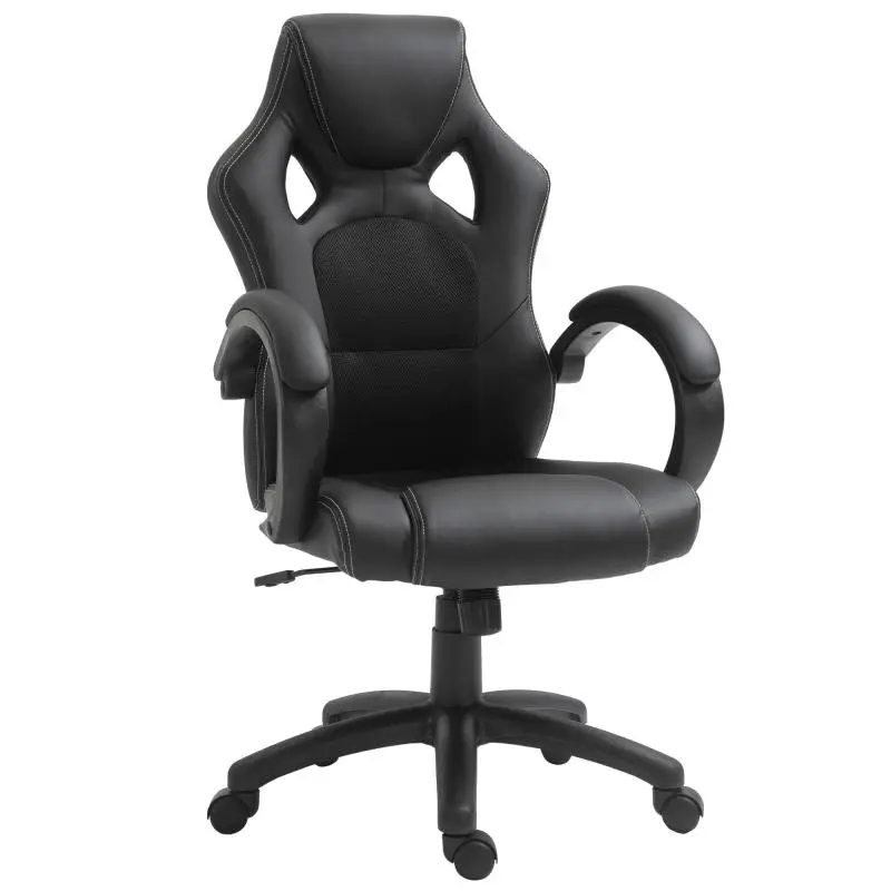 Height-Adjustable Gaming Chair with Rocking Function, Black