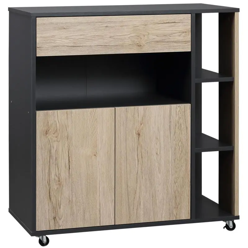 Kitchen Trolley with Drawer, Cabinet and Shelf