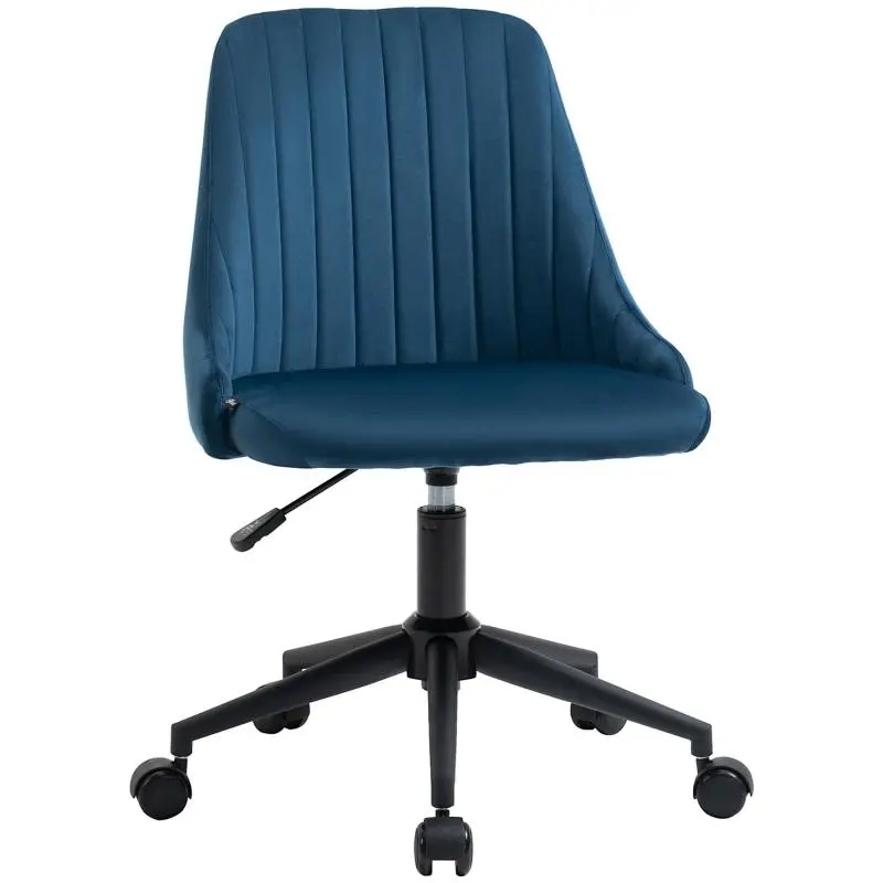 Blue Velvet Office Chair with Adjustable Height
