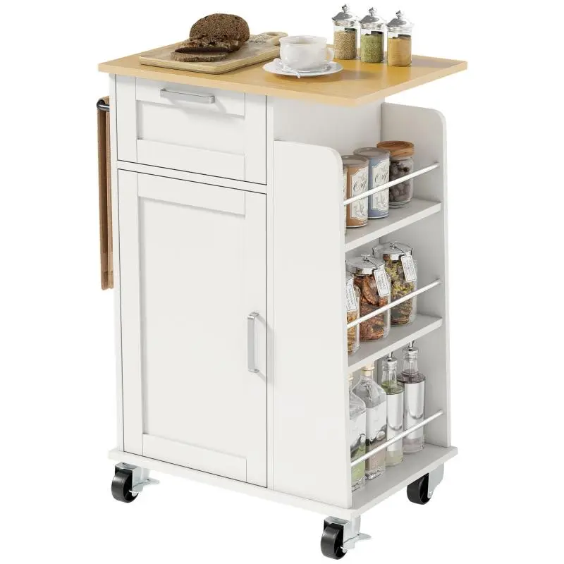 Kitchen Trolley with Drawer and Spice Racks