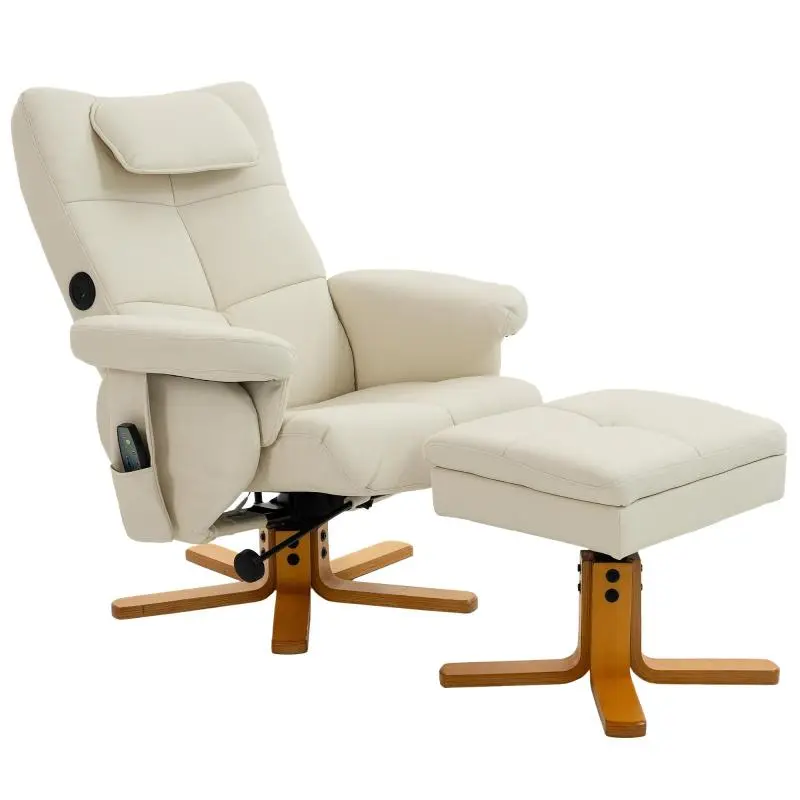 Massage chair with footrest, reclining backrest up to 135°, storage compartment, remote control