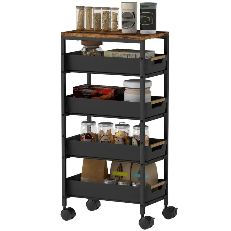 5-Tier Kitchen Trolley with 4 Drawers