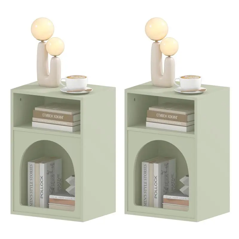 Set of 2 Bedside Tables, 40 cm, Cream