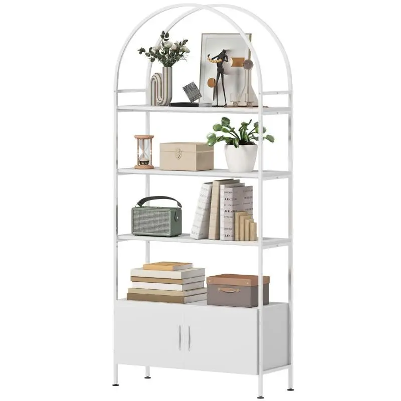Storage Shelf with 4 Tiers and Cabinet, 80 x 30 x 187 cm