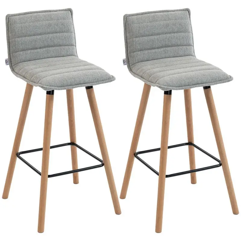 Set of 2 Bar Stools, Grey