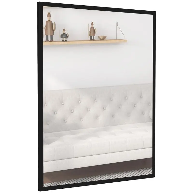 Rectangular Wall Mirror, 70 x 90 cm, Black Frame