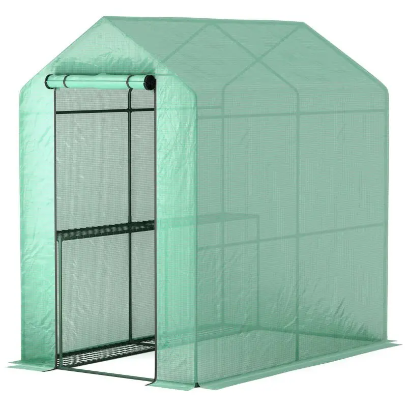 PE Garden Greenhouse with Shelving, 186 x 120 x 190 cm