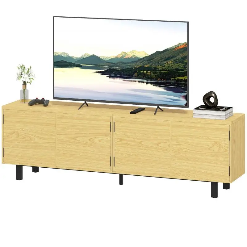TV Stand with Four Push-To-Open Doors, 180 cm