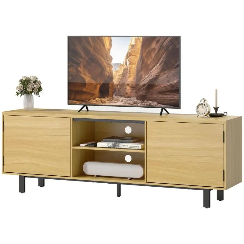 TV Stand with Two Doors and Two Shelves, 160 cm