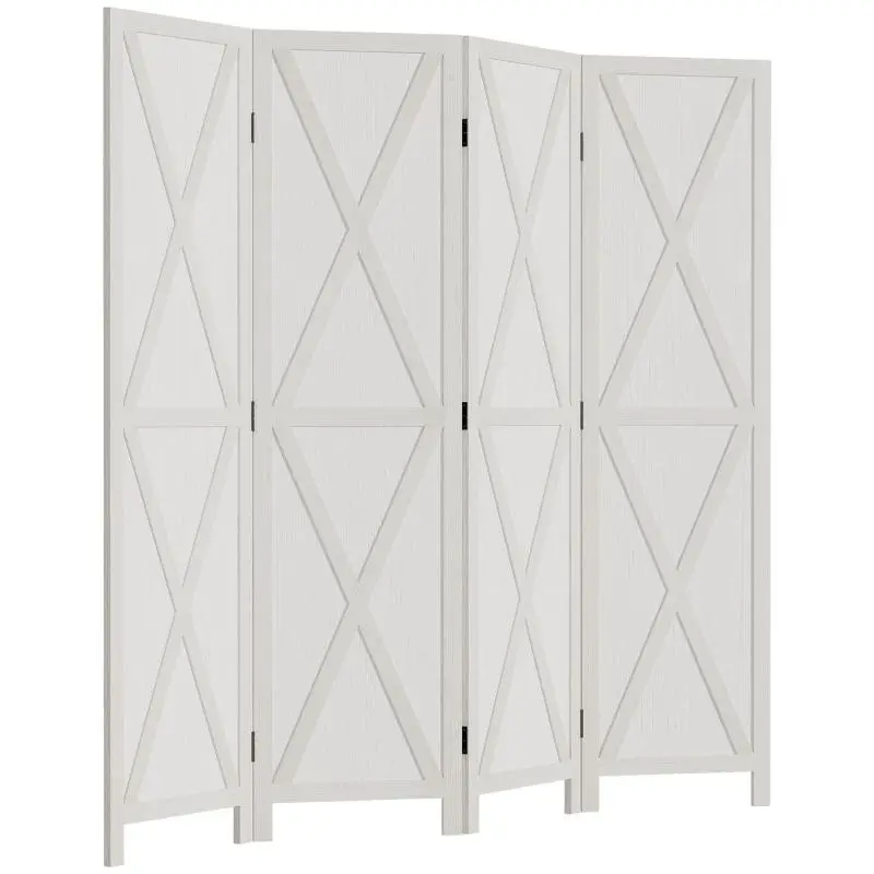 4-Panel Indoor Room Divider, White