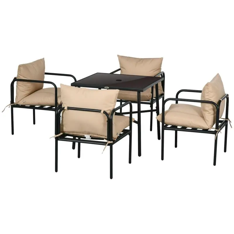 Garden Dining Set with 4 Chairs and Cushions