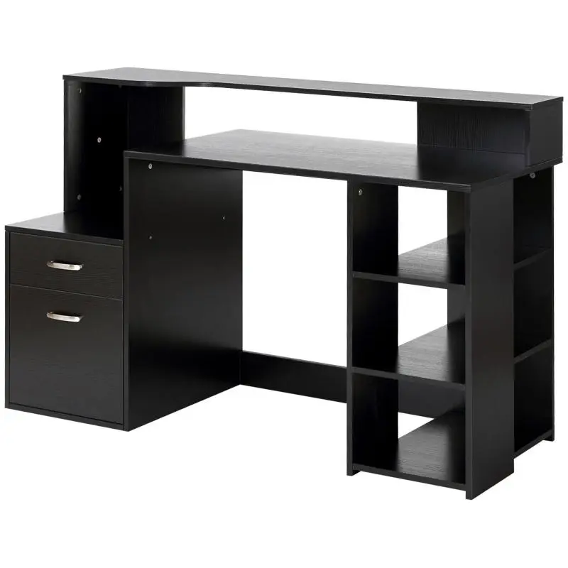 Computer Desk with 2 Drawers and Shelves
