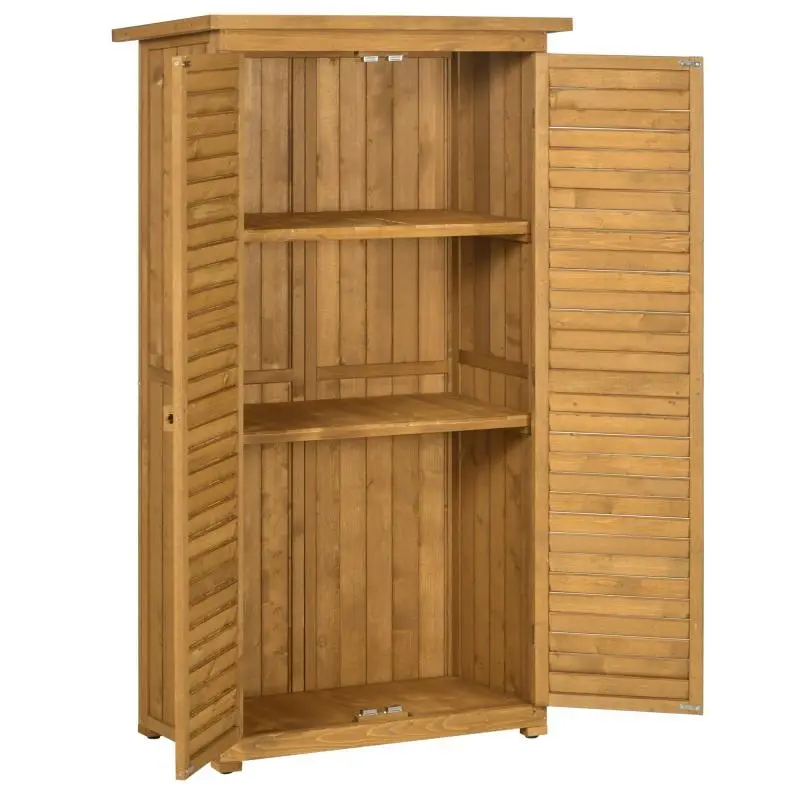 Wooden Garden Tool Cabinet with 2 Shelves