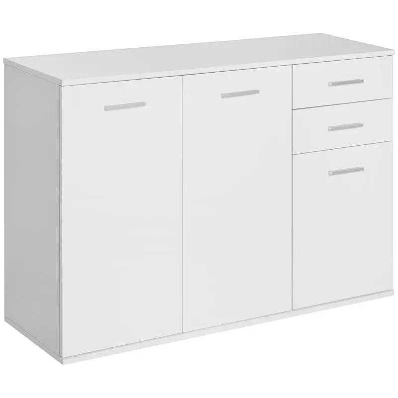 White Sideboard with Sliding Drawers and Cupboards