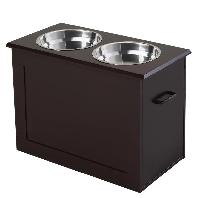 Elevated Double Pet Feeder with Storage, 60 cm