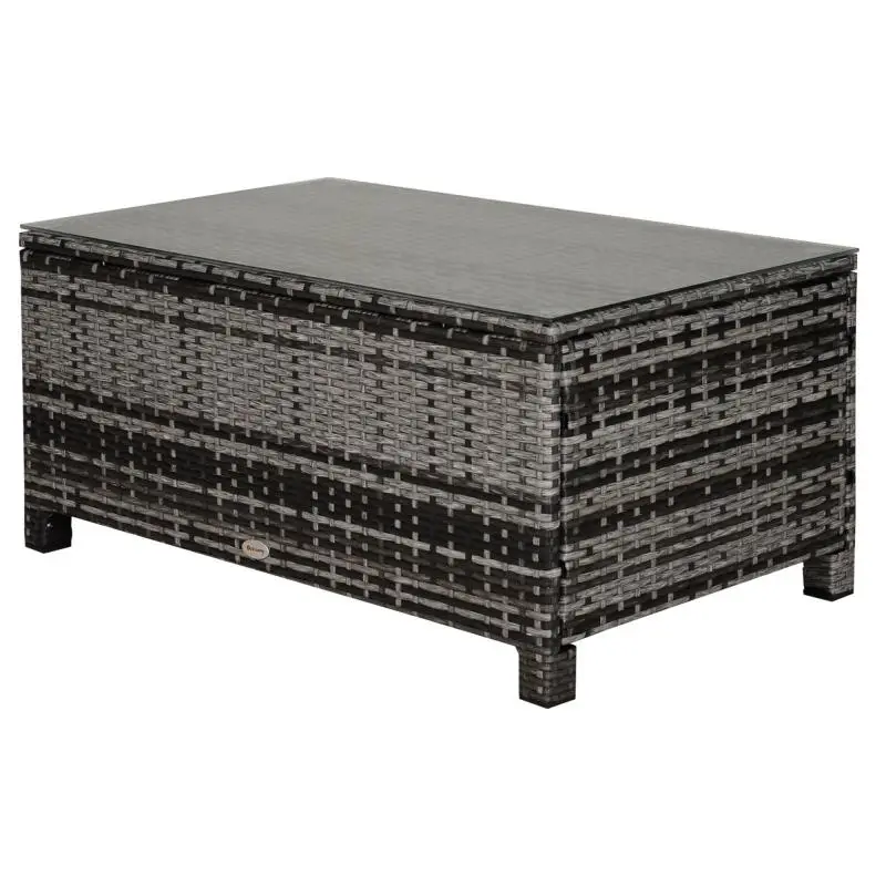 Garden Coffee Table with Tempered Glass Top, Grey