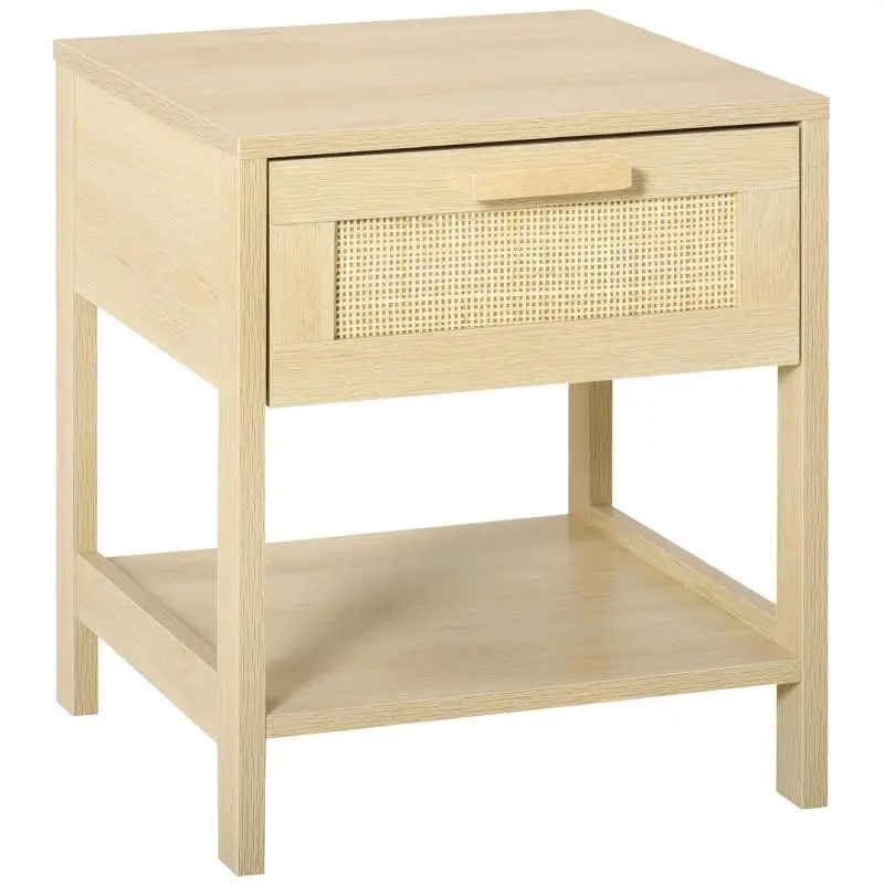 Bedside Table with Drawer and Shelf, 40 × 40 × 48 cm